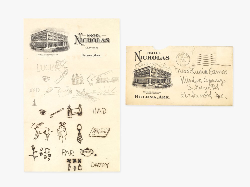 Rebus Letter on Letterhead from Hotel Nicholas, Helena, Arkansas